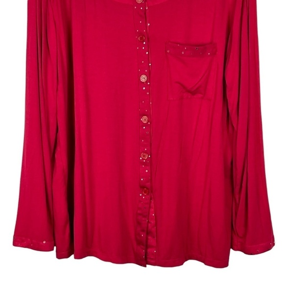 RHONDA SHEAR SHIMMER RED COZY HOLIDAY MATCHING PAJAMA PJ SET - Picture 9 of 15